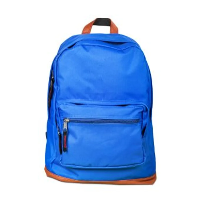 A blue children's backpack on a white background
